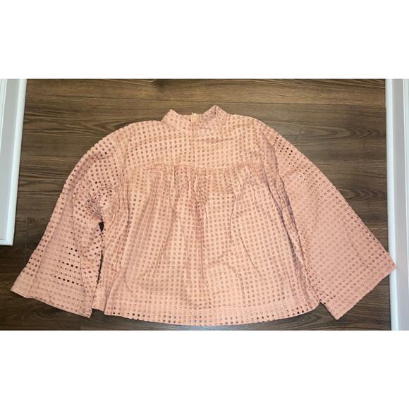 EUC ASOS maternity long sleeve smock top w/high neck & grid check broderie sz:10 - Picture 8 of 11